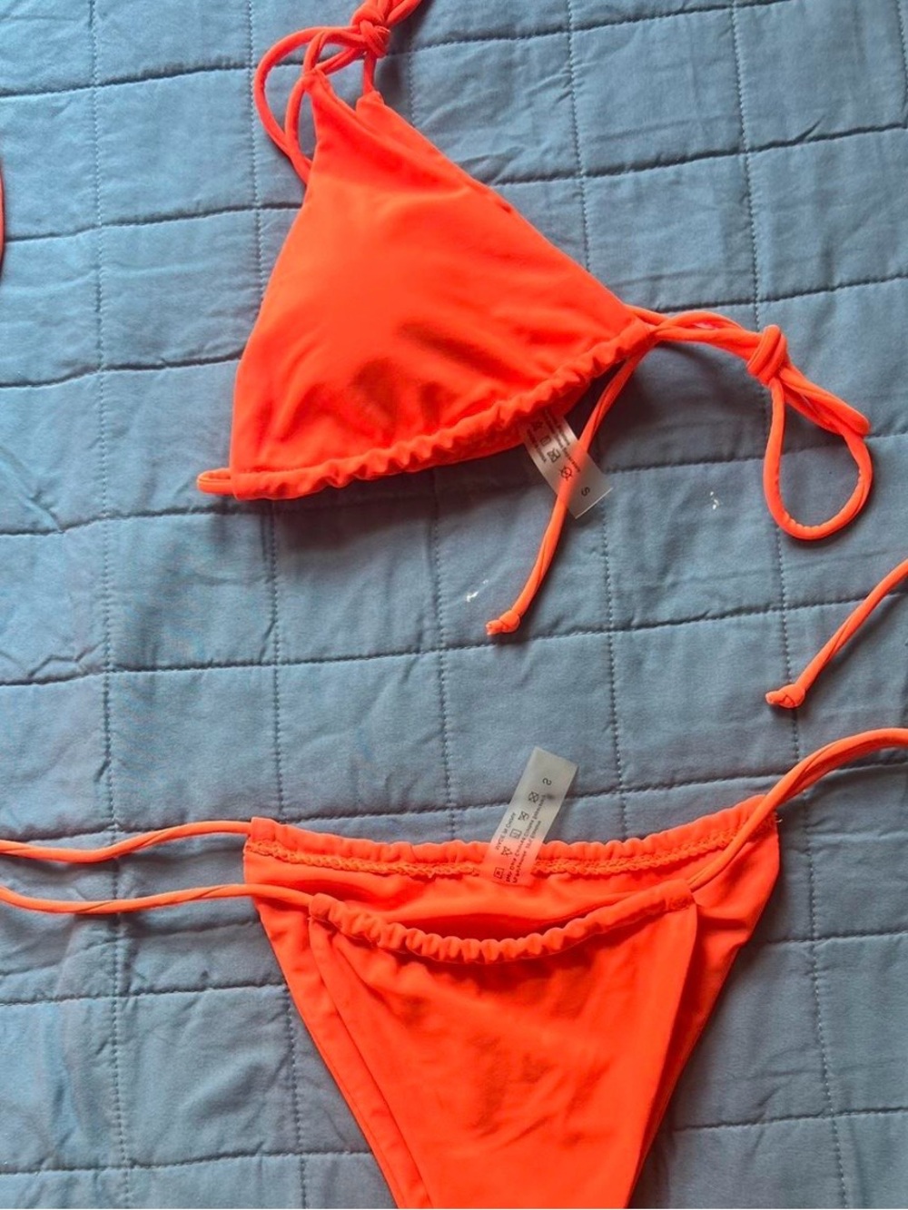 Neon Orange String Bikini Set - Picture 2 of 2